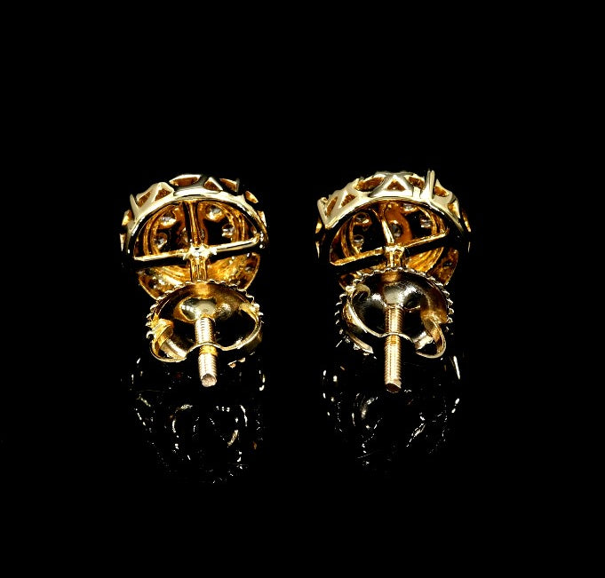 Yellow Gold Diamond Cluster Earrings