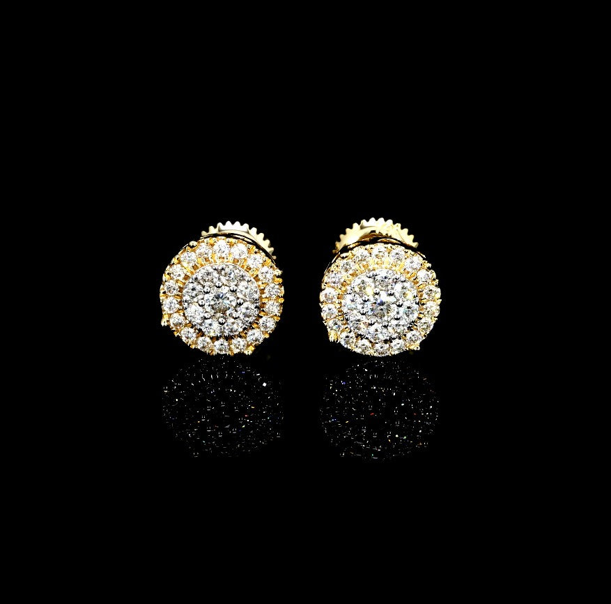 Yellow Gold Diamond Cluster Earrings
