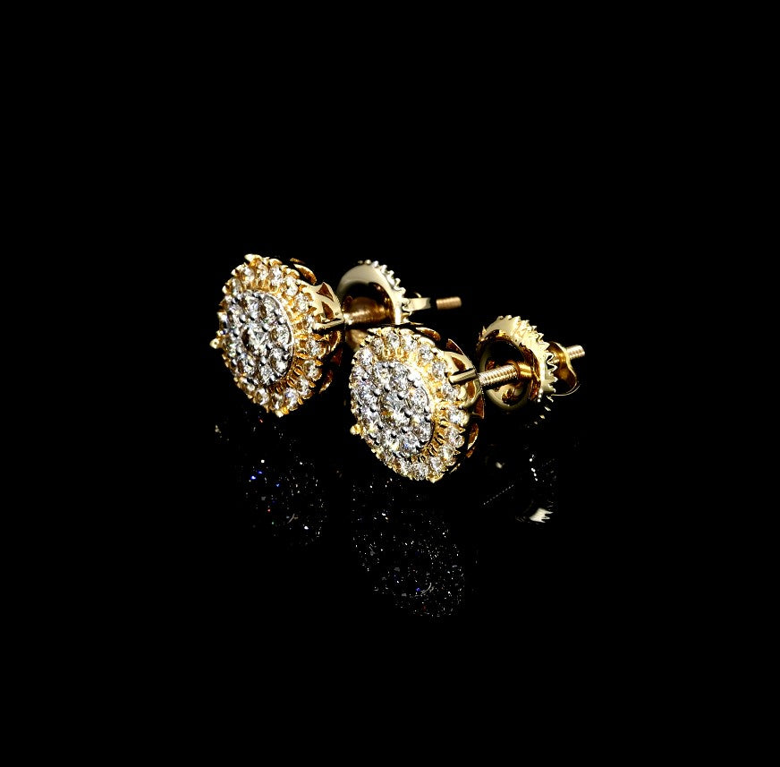 Yellow Gold Diamond Cluster Earrings